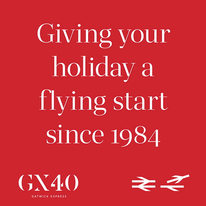 Graphic image with text - giving your holiday a flying start since 1984